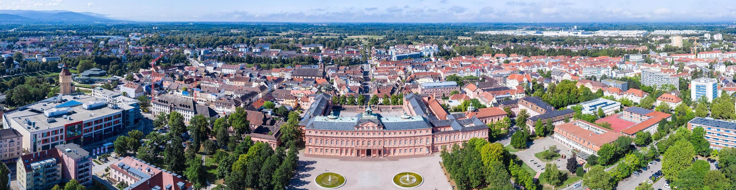 Aerial view of Rastatt city center