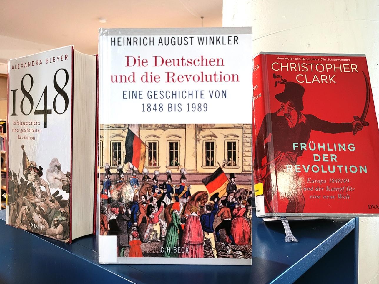 Books from the exhibition in the Rastatt City Library on 175 years of the Baden Revolution