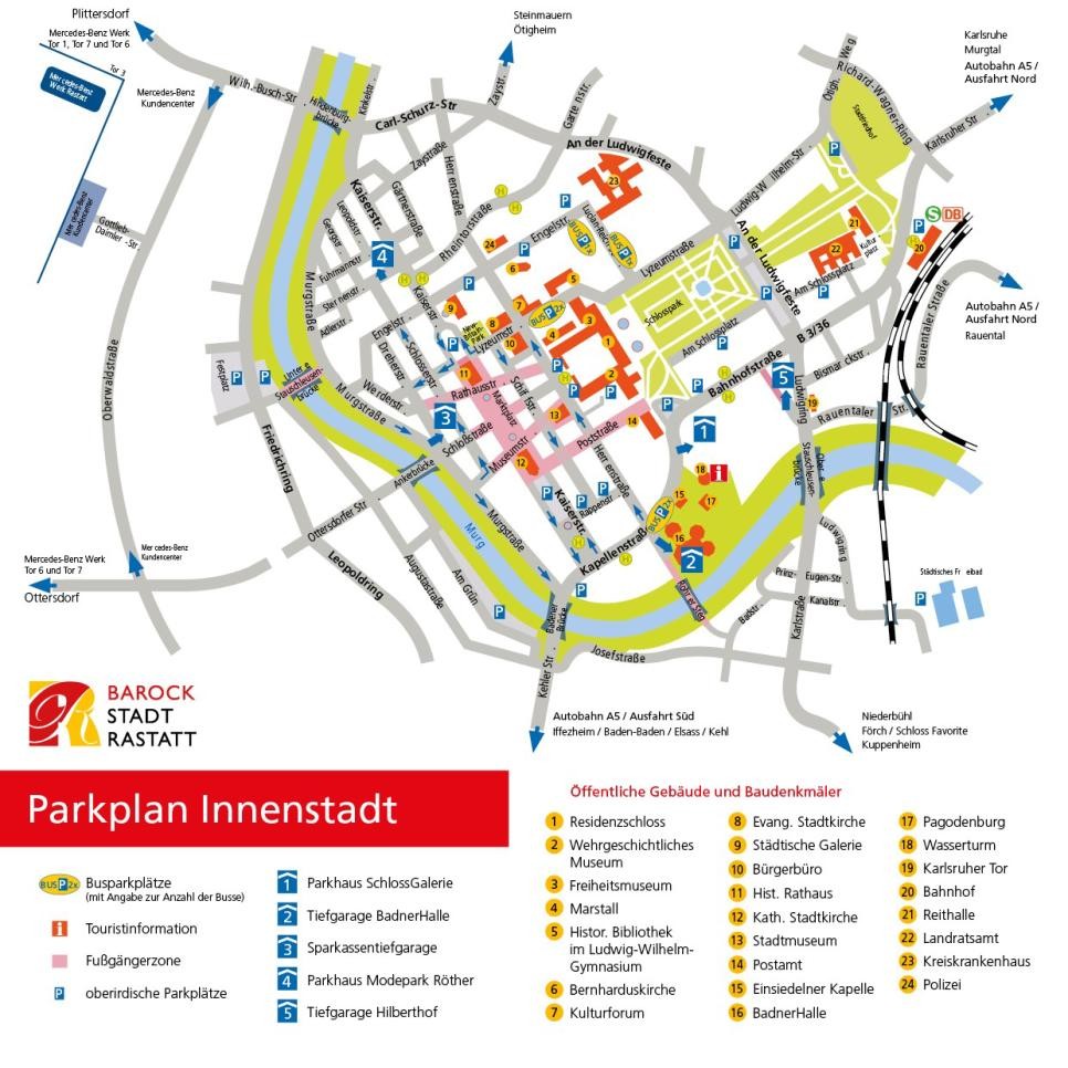 Foto vom Parkplan der Stadt Rastatt