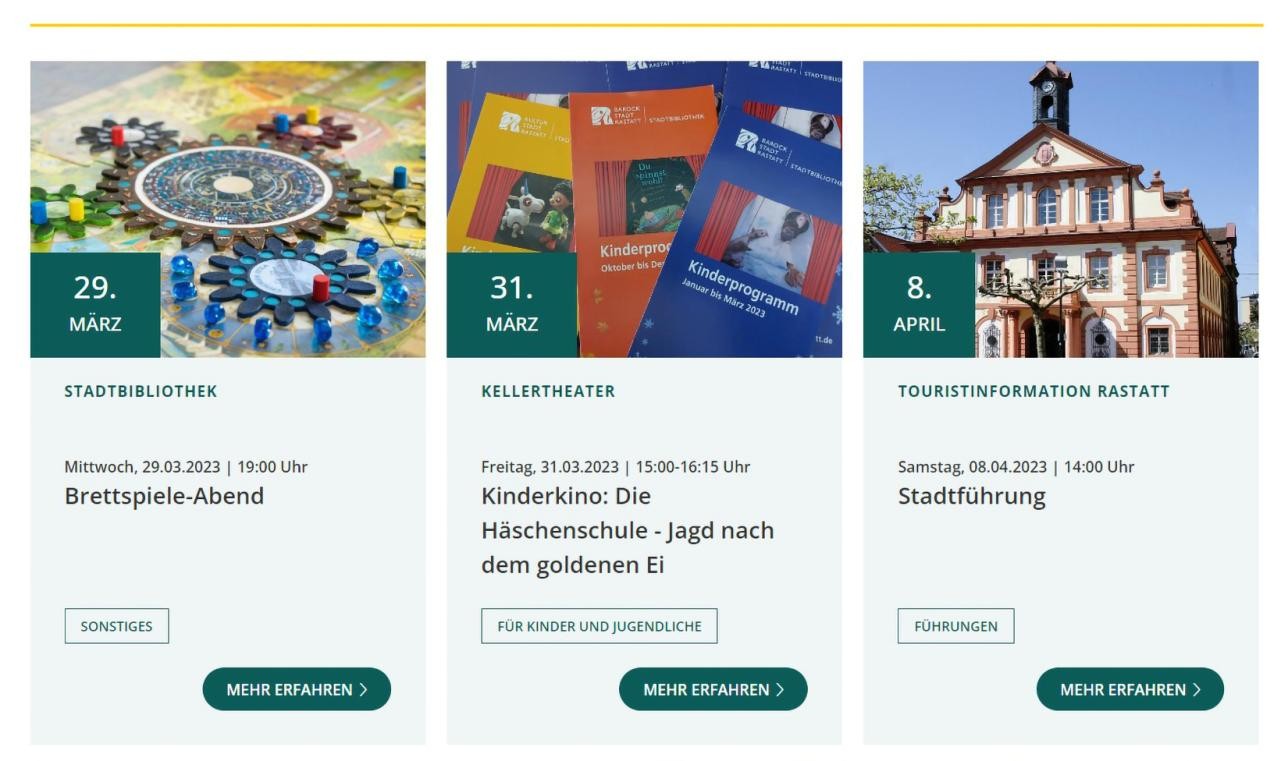 Screenshot Veranstaltungskalender Stadt Rastatt