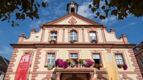 Exterior shot historical town hall in Rastatt