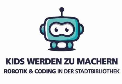 Logo: Robotik und Coding in der Stadtbibliothek Kleiner Roboter