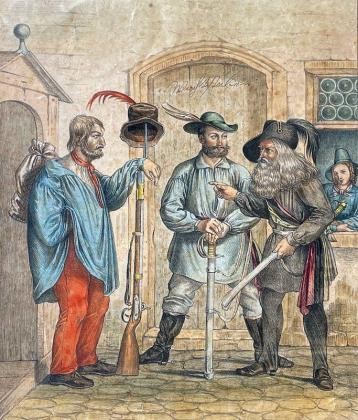 Freischärler im Jahr 1849 (WGM Rastatt) Zeichnung Freischärler im Jahr 1849 (WGM Rastatt)