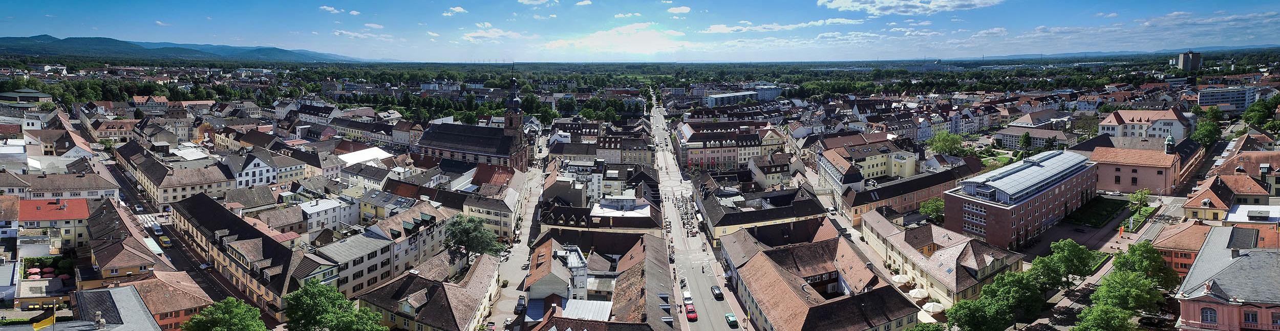 Aerial view of the city center of Rastatt