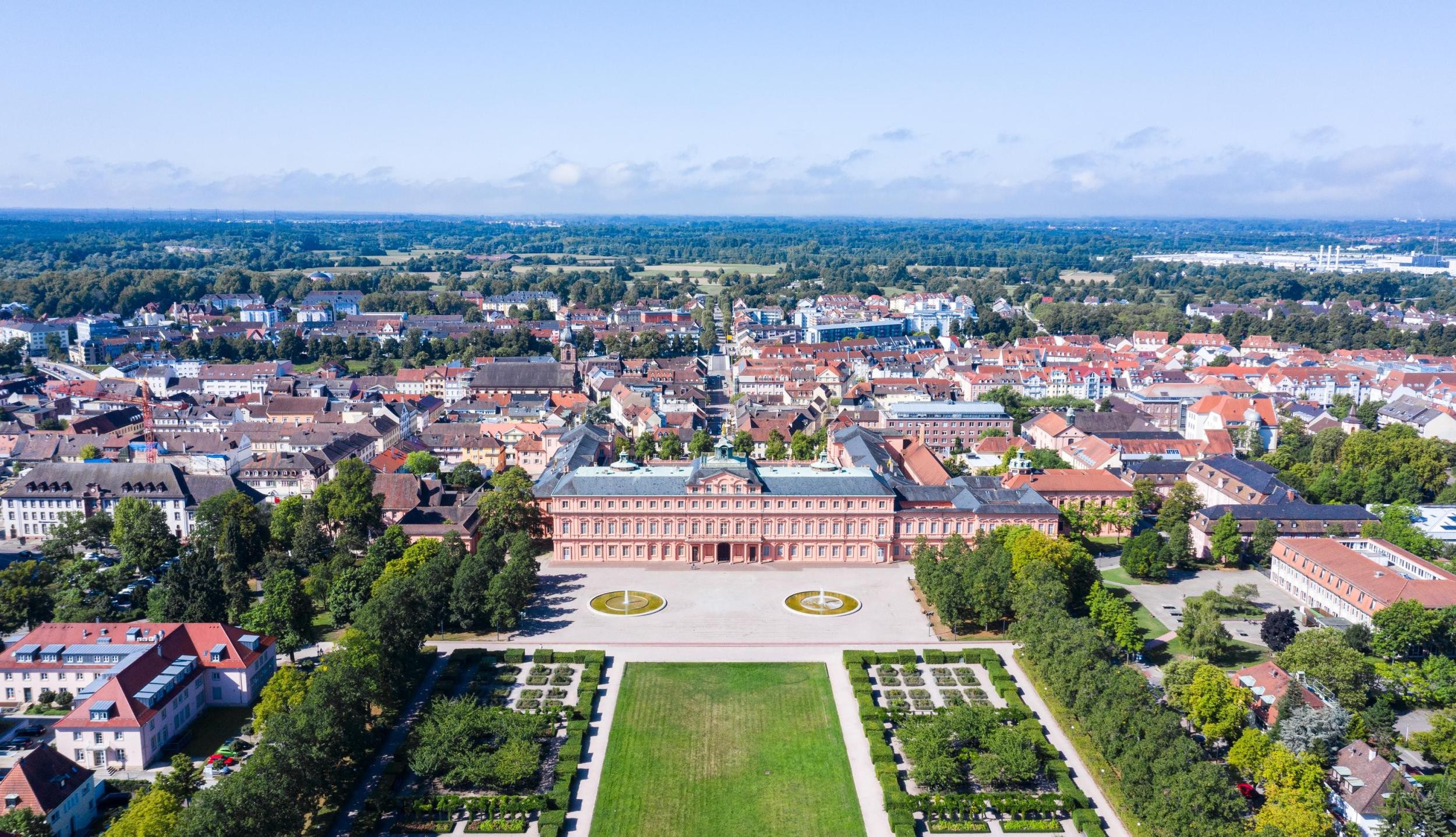 Aerial view city Rastatt with castle
