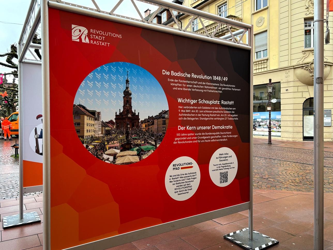 Die Badische Revolution in Rastatt kurz erklärt. Foto: Stadt Rastatt/Isabelle Joyon Infotafel zu den Geschehnissen in Rastatt bei der Badischen Revolution