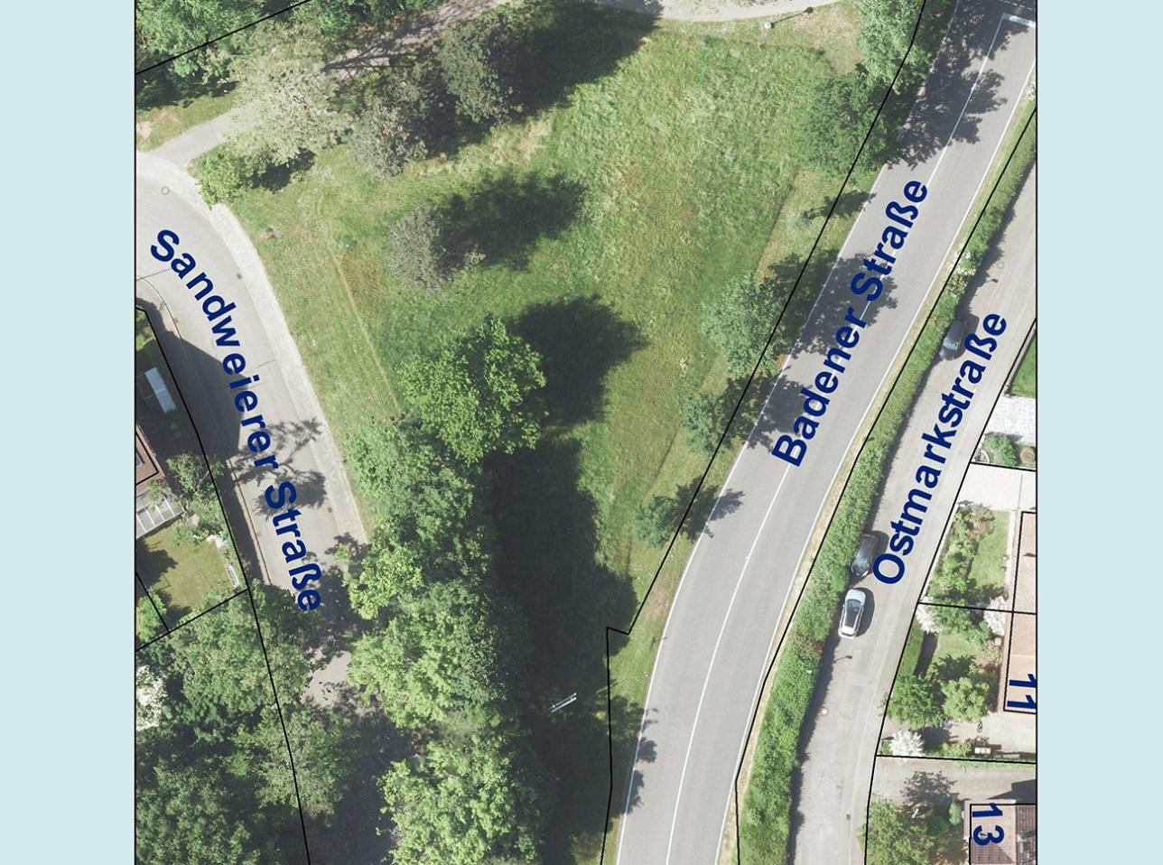 Luftbild Grünfläche Badener Straße. Foto: Stadt Rastatt Luftbild Grünfläche Badener Straße