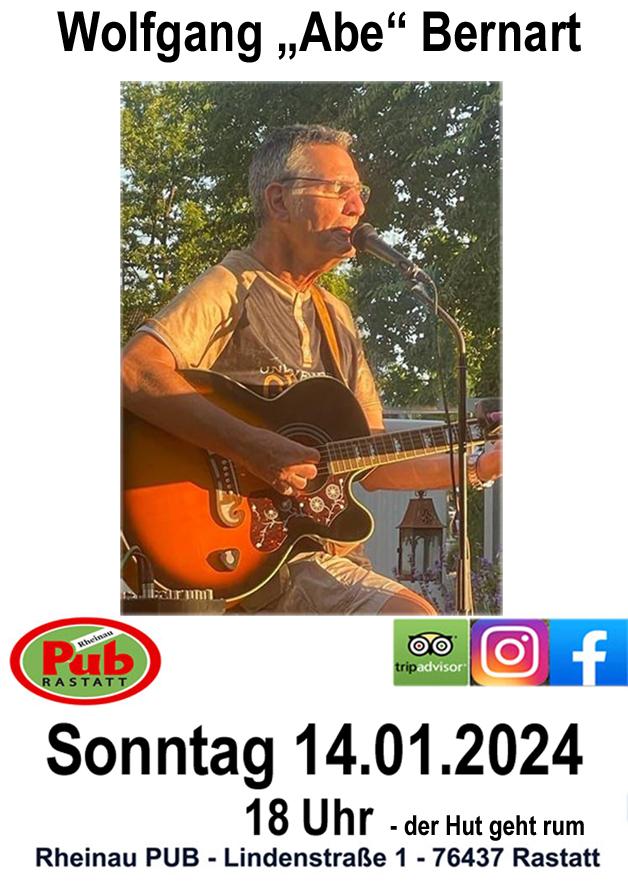 Live Musik - Wolfgang ABE Bernart - am Sonntag 14.01.2024