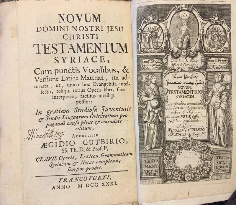 Titelei einer syrischen Bibel von 1731, Titelblatt mit einem Kupferstich