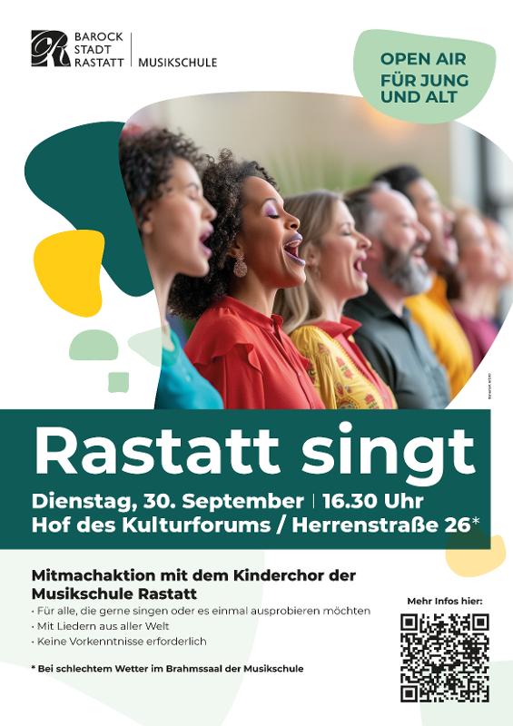 Veranstaltungsplakat - im Bild mit Sängerinnen und Sängern.