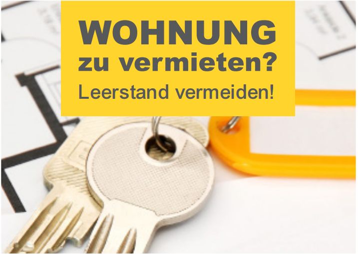 Au-dessus d'un trousseau de clés, il est écrit : Appartement à louer ? Éviter les logements vides. Photo : Ville de Rastatt