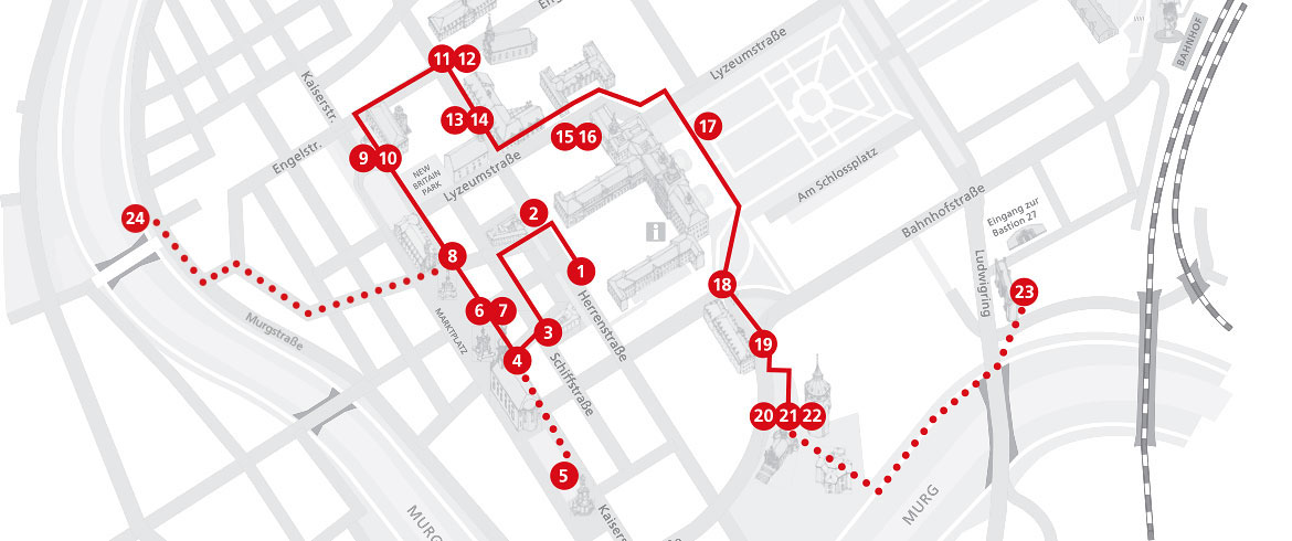 Karte Historische Route Rastatt