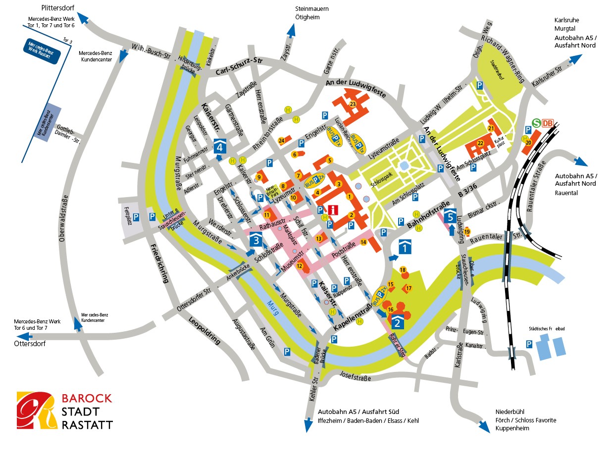 Photo du plan du parc de la ville de Rastatt