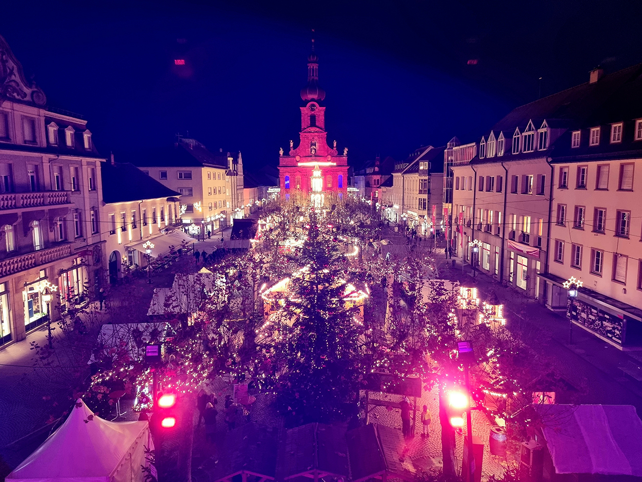 View of the Christmas market from the town hall balcony